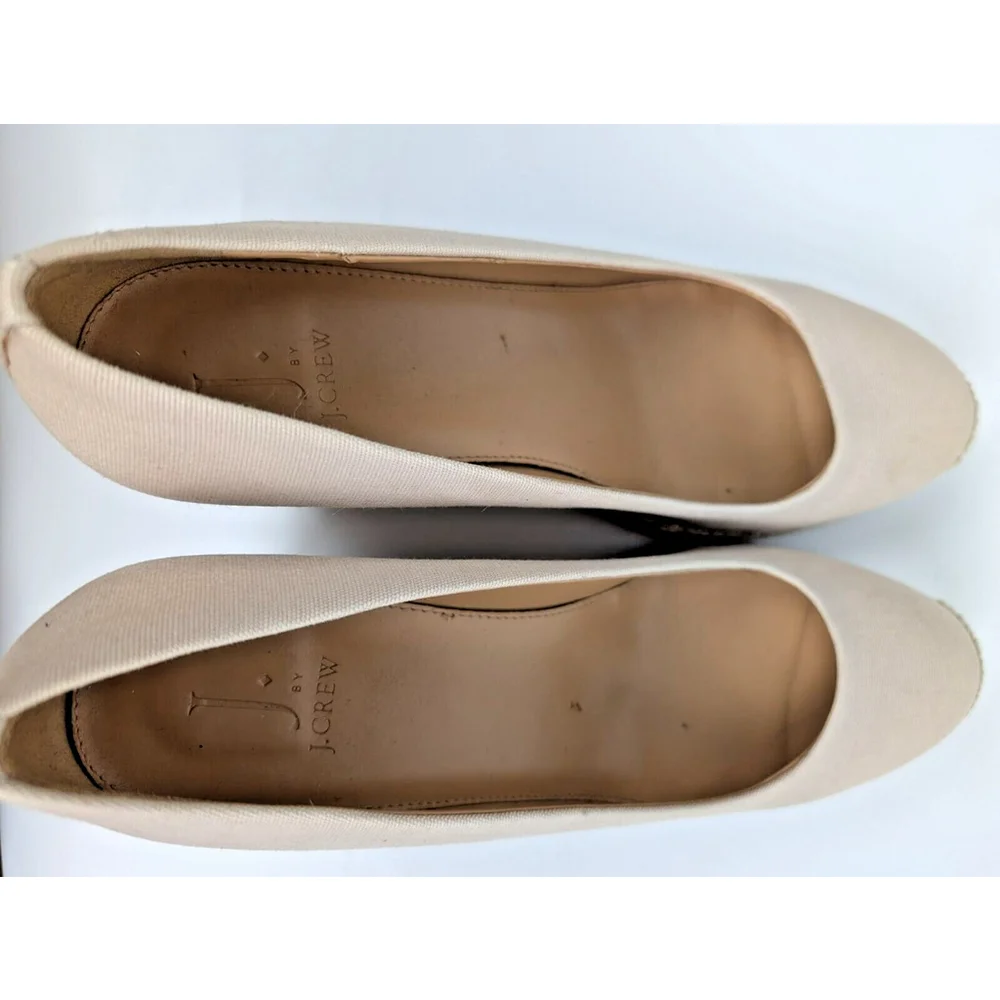 J. Crew Shoes Women’s Espadrille Wedges Canvas Size 9.5 M Flax Color Beige Beach